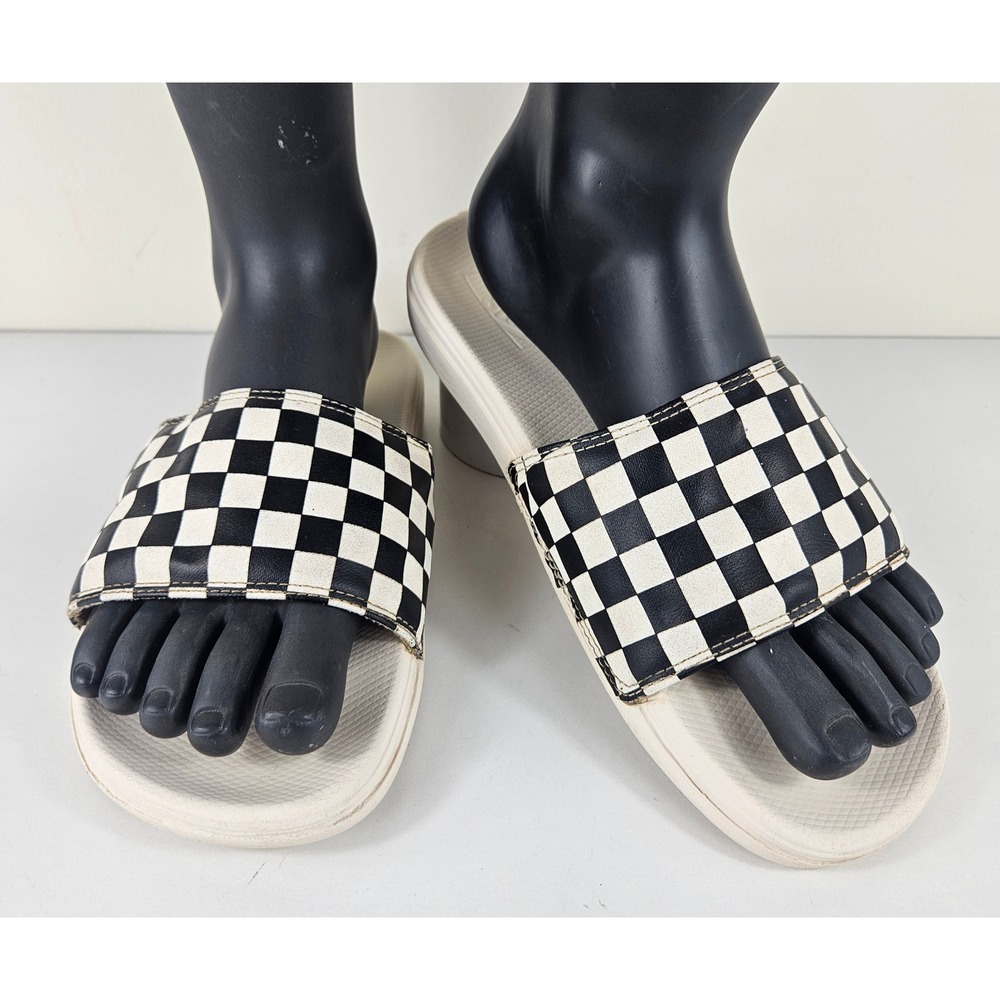 Vans La Costa Womens 8 Slide-On Checkerboard Black White Sandals Slides